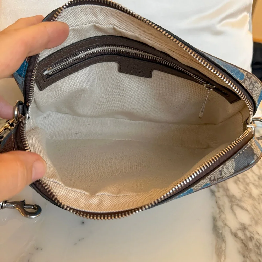 Gucci Ophidia GG Supreme Camo Crossbody Bag Blue Brown 639155